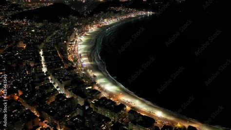 Nightlife of Copacabana beach, Rio de Janeiro, Brazil. Night view of ...