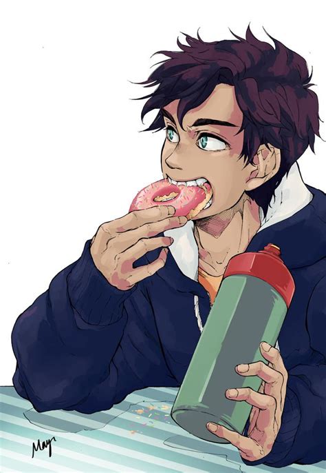 Percy And Donuts Art By May Percy Jackson Personajes Arte Percy