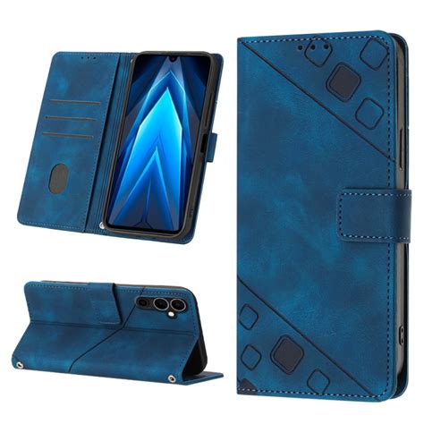 For Tecno Pova Neo 2 LG6n Skin Feel Embossed Leather Phone Case Blue