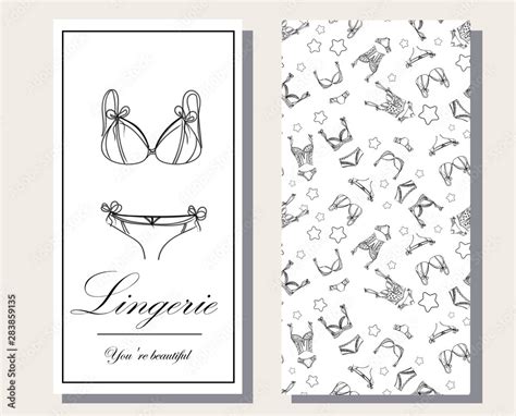 Logo And Seamless Pattern For Fashionable Women S Lingerie Collection Vector Illustration