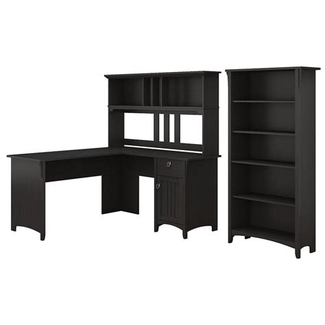 Bush Furniture Salinas 60W L Shaped Desk with Hutch and Bookcase in ...