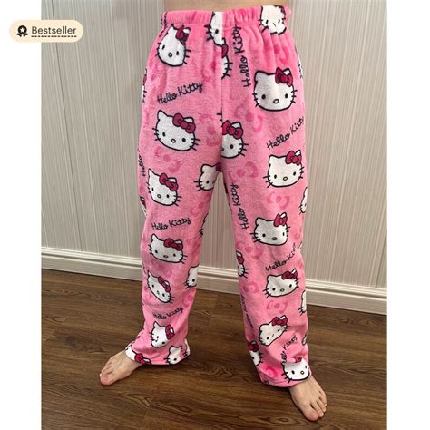 Hello Kitty Wide Leg Pajama Pants Cute Anime Sleepwear For Etsy