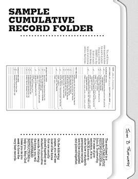 Sample Cumulative Record Folder