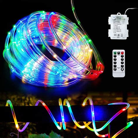 100 LED Rope Lights Indoor Outdoor, 39 ft 8 Modes Rope Lights Battery ...