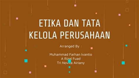 Etika Dan Tata Kelola Perusahaan Group Apptx