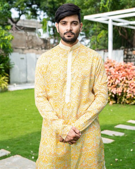 Yellow Ikat Printed Cotton Kurta By Desi Doree The Secret Label