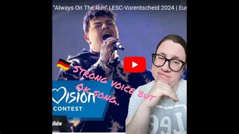 Isaak Always On The Run Germany Eurovision2024 Reaction YouTube