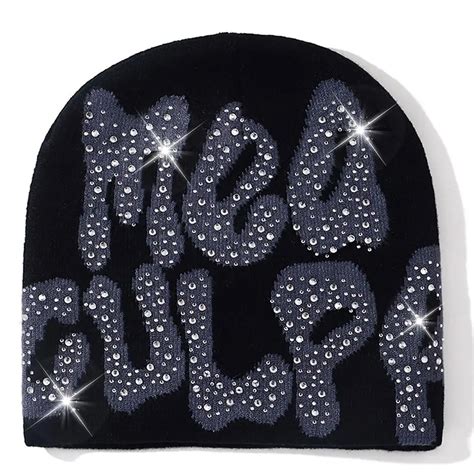 2024 NEW Y2K MEA Culpa Beanies Hat With Rhinestone For Women Men