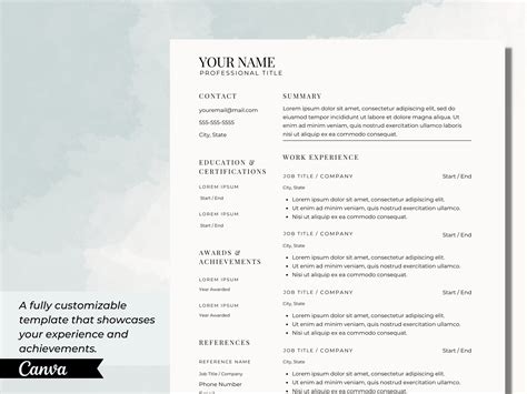 White Resume Template Cover Letter Template Minimal Resume Etsy