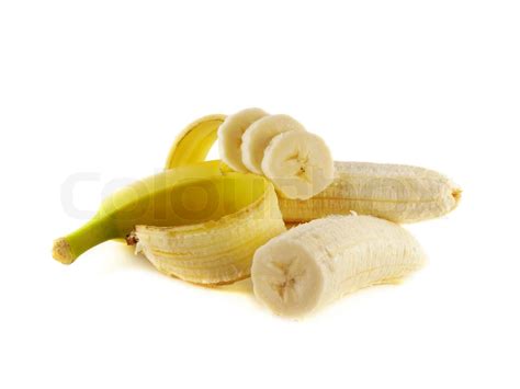 Opened Banana With Slices Half Isolated Stock Image Colourbox