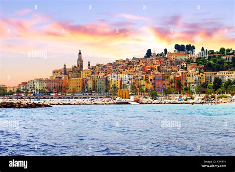 Colorful Old Town Menton On French Riviera Stock Photo Alamy