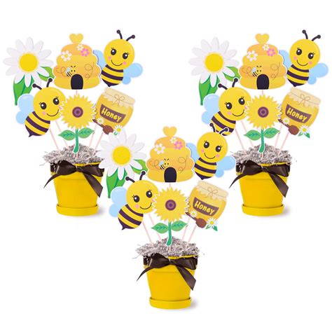 18 Pieces Bumble Bee Party Centerpieces For Honey Bee Baby Shower