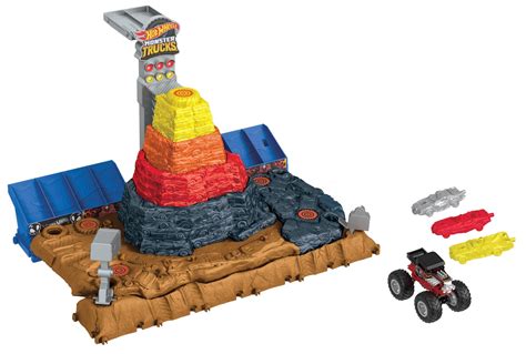 Hot Wheels Monster Trucks Arena Smashers Bone Shaker Ultimate Crush Yard With Vehicle HNB