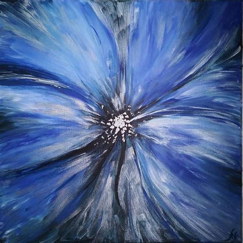 Canvas Acrylic Painting Acryl Auf Leinwand Gem Lde Blaue Blume