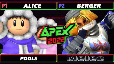 Apex 2022 Alice Ice Climbers Vs Berger Sheik SSBM Melee