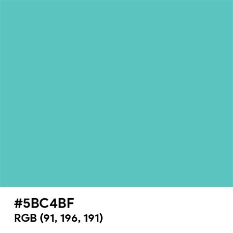 Turquoise CMYK color hex code is #5BC4BF