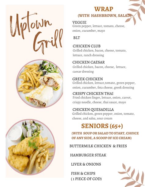 Menu Uptown Grill