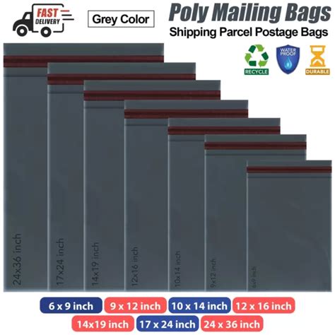 Grey Mailing Bags Strong Plastic Poly Postage Post Postal Self Seal