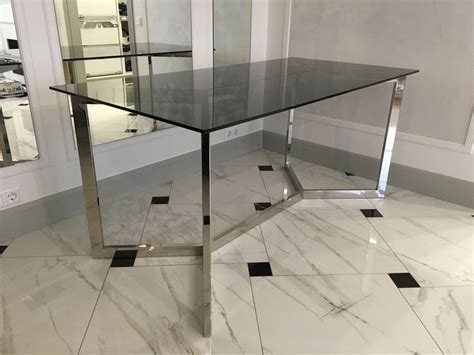 Dinner table stainless steel glasses. Обеденный стол 1600х800х750 мм ...