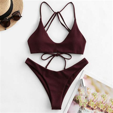Sexy Bikini Solid Split Swimsuit On Luulla