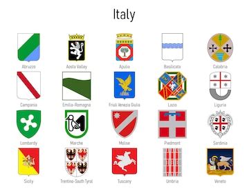 Premium Vector | Coat of arms of the state of Italy All Italian regions ...