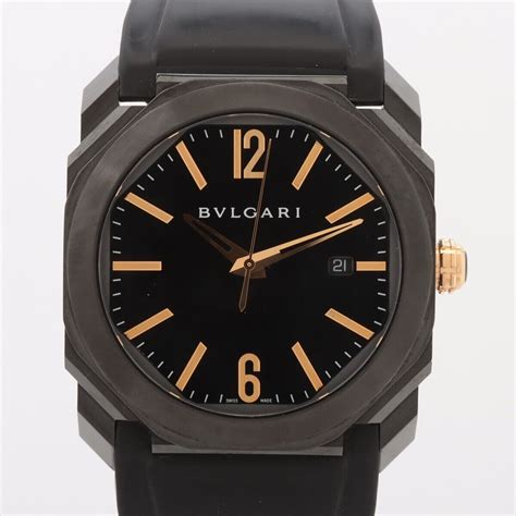 Bulgari Octo Ultranero Bgo S Black Dlc K Rose Gold Mm Watch Us