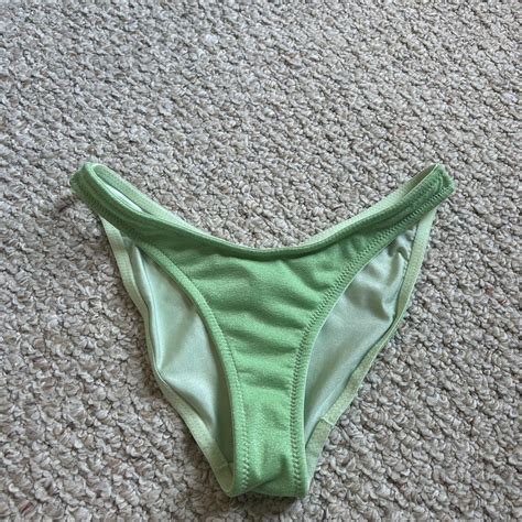 Triangl Green Sparkly Bikini Size Small Top Depop