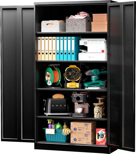 Metal Garage Storage Cabinet with Lock, 72" H Storage Cabinets with ...