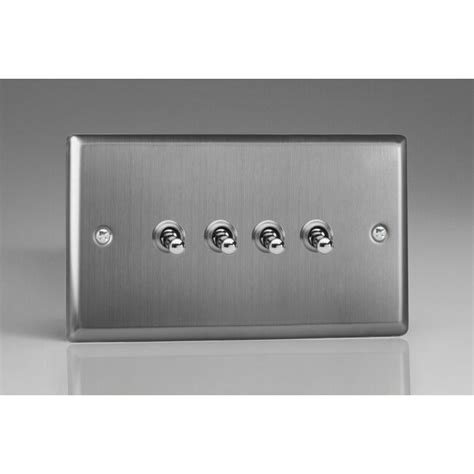 Varilight Classic 4 Gang 10a 1 Or 2 Way Toggle Switch Twin Plate Decorative Brushed Steel