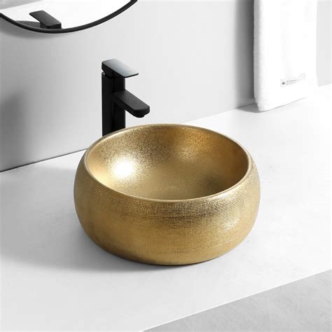 New Luxury Vanity Sinks Ceramic Gold Bathroom Electroplate Art Basin