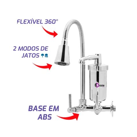 Torneira Flexivel Filtro Gourmet Parede Cone Abs Dazie Metais