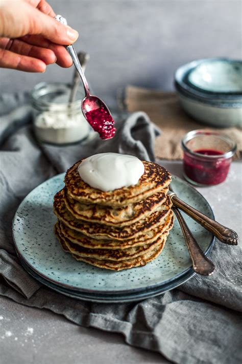 Rice Flour Pancakes with Homemade Raspberry Chia Jam - Delicious and ...