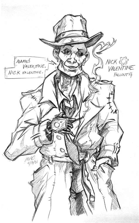 Sketching Fallout 4 Nick Valentine 9 20 21 By Mattartist25 On Deviantart