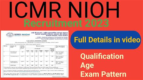 ICMR NIOH Recruitment 2023 YouTube