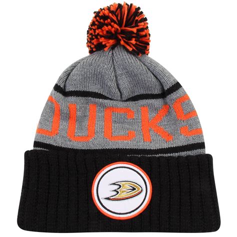 Mitchell And Ness Anaheim Ducks Vintage High 5 Cuffed Knit Beanie Blackash