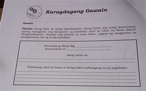 Gawain Panuto Kung Ikaw Ay Isang Mambabatas Anong Batas Ang Iyong