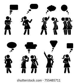 Stick Figure Dialog Speech Bubbles Set Stock Vector Royalty Free