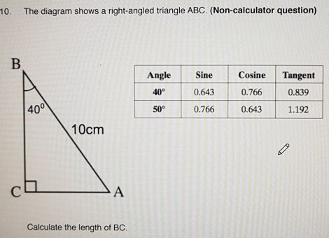 Solved The Diagram Shows A Right Angled Triangle Abc Non