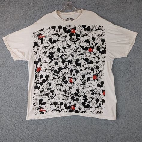 Disney Shirts Mickey Mouse Poses Big Front Print Mens White Walt