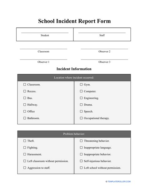 School Incident Report Form Fill Out Sign Online And Download Pdf