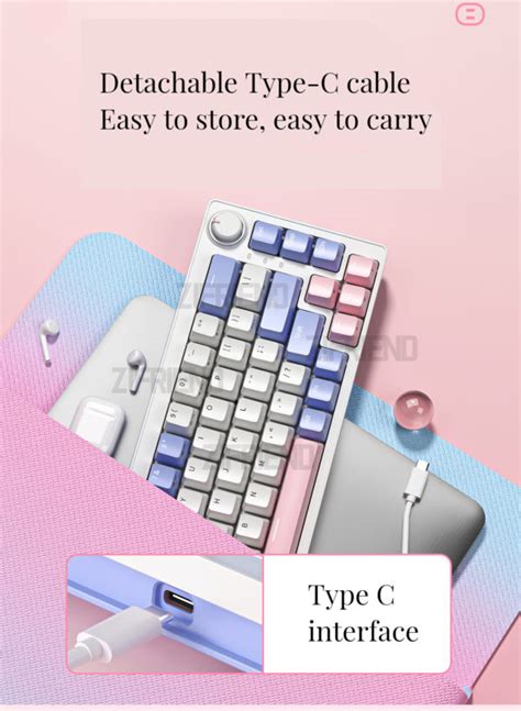 Zifriend ZA Pro Hot Swappable Anti Ghosting G Wireless Rgb Mechanical Keyboard Pink Tnt