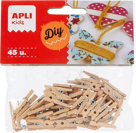 APLI 13478 Mini Pinces en Bois Naturel 45 Unités Amazon fr Cuisine