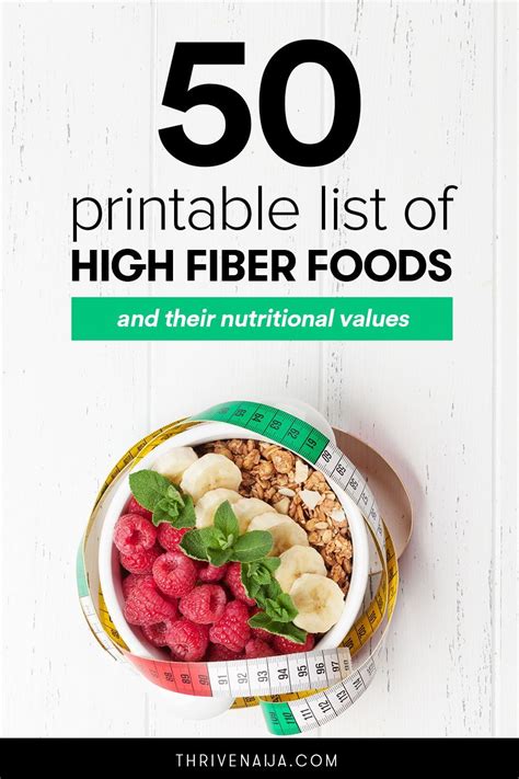List High Fiber Foods Printable