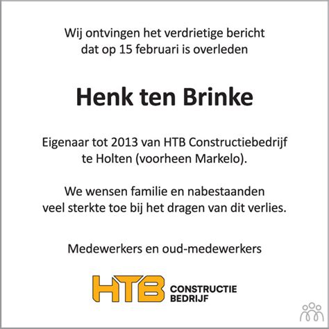 Henk Hendrikus Ten Brinke 15 02 2023 Overlijdensbericht En