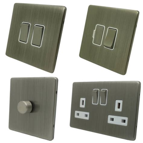 Screwless Brushed Chrome Satin Steel Plug Sockets Light Switches