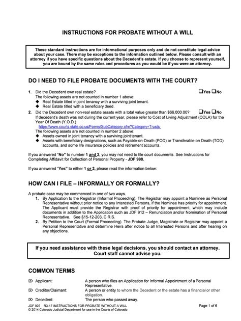 Instructions For Formal Probate With Or Without A Will Fill Out And