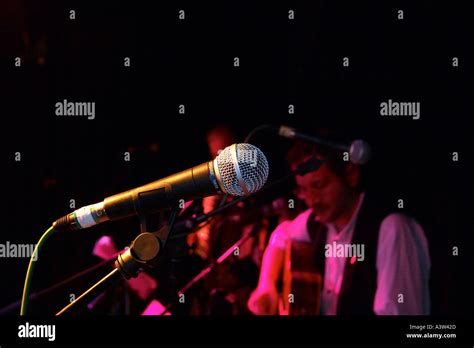 microphone on stage Stock Photo - Alamy