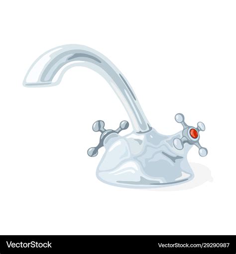 Stainless Metal Hot And Cold Water Tap Faucet Vector Image