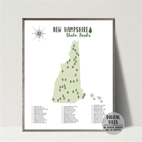 New Hampshire State Parks Map | New Hampshire Map | Gift For Hiker ...