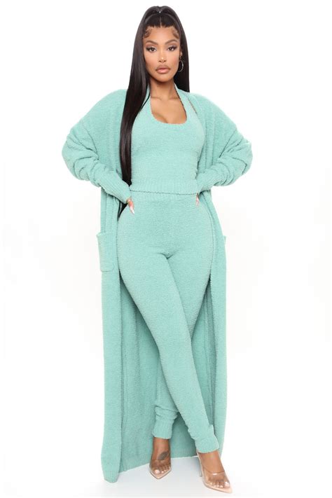 Keep Me Cozy Fuzzy 3 Piece Legging Set Sage Fashion Nova Matching